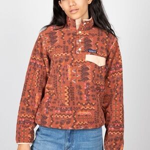 Patagonia Women Synchilla Snap-T Fleece Pullover Wandering Woods Sisu Brown SZ M